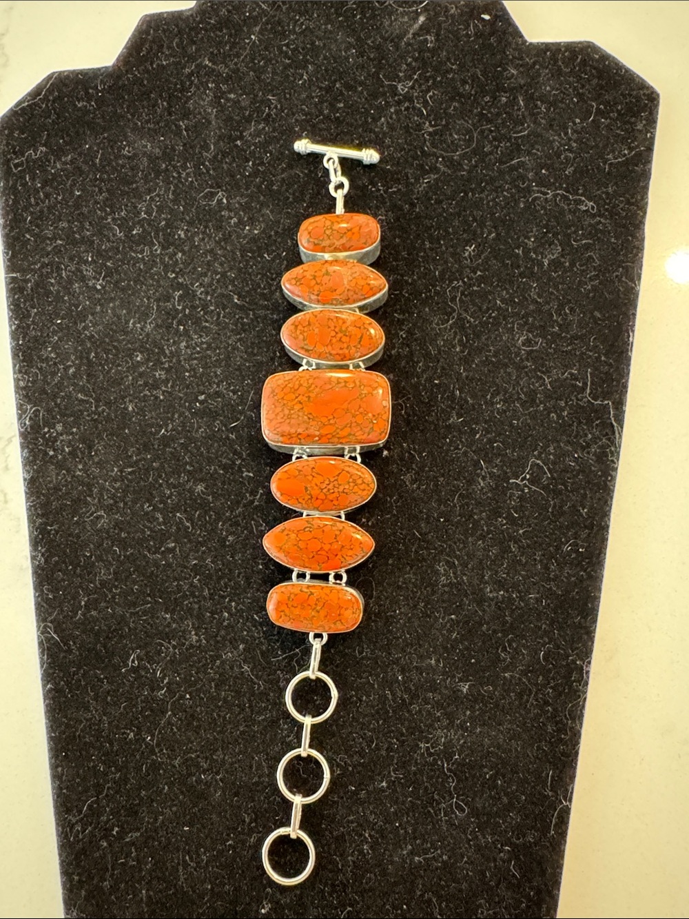 Sterling Style Orange Stone Bracelet